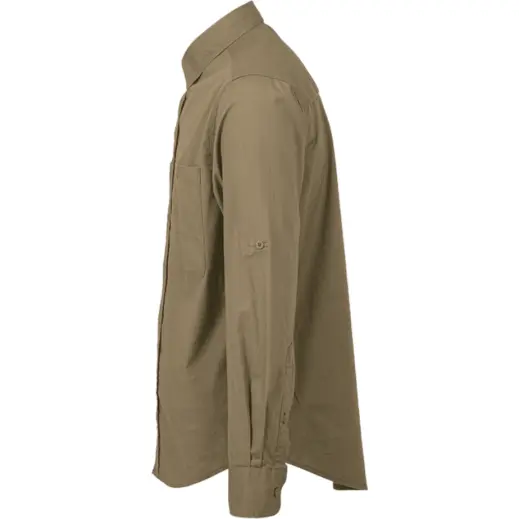 Mens Heritage Stretch Long Sleeve Shirt Khaki Side